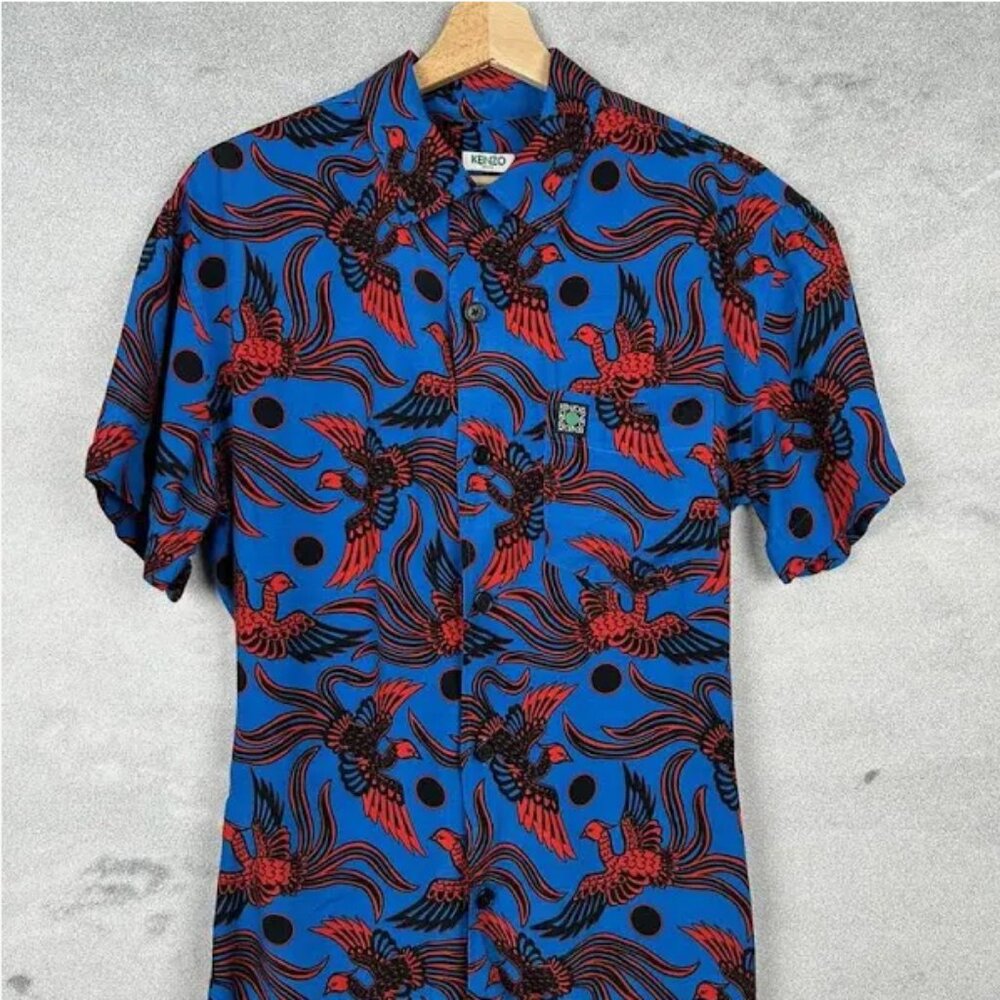 Kenzo men’s Flying Phoenix Short Sleeve Button Down